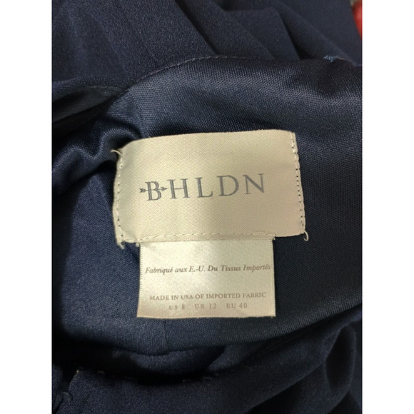 Anthropologie BHLDN Gown Women 8 Blue London Crepe Tie Back Slit Glam Maxi Dress - Picture 3 of 15